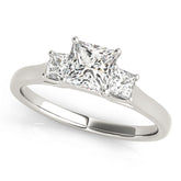 Vintage-Inspired Three-Stone Princess Diamond Engagement Ring — 9K/18K Gold & Platinum