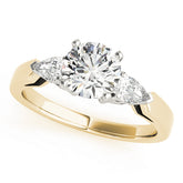Refined Three-Stone Pear Diamond Engagement Ring — 9K/18K Gold & Platinum