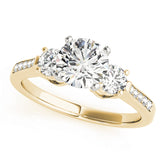 Signature Three-Stone Round Diamond Engagement Ring — 9K/18K Gold & Platinum