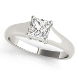 IGI-Labor-Grown D-VVS Prinzessschliff-Diamant-Solitär-Verlobungsring mit gedrehter Krappenfassung.