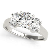 Couture Three-Stone Oval Diamond Engagement Ring — 9K/18K Gold & Platinum