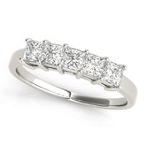 Princess Cut 5 Stone Diamond Ring in 9K White Gold