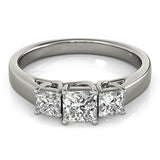 Graceful Three-Stone Princess Diamond Engagement Ring — 9K/18K Gold & Platinum