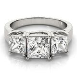 Dazzling Three-Stone Princess Diamond Engagement Ring — 9K/18K Gold & Platinum
