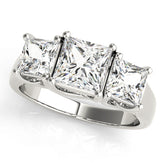 Dazzling Three-Stone Princess Diamond Engagement Ring — 9K/18K Gold & Platinum