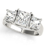 Dazzling Three-Stone Princess Diamond Engagement Ring — 9K/18K Gold & Platinum