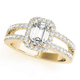 Devoted Halo Emerald Diamond Engagement Ring — 9K/18K Gold & Platinum