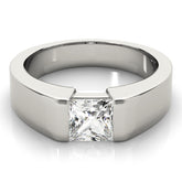 Lab-Grown D-VVS Princess Cut Sleek Tapered Diamond Solitaire Engagement Ring