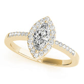 Artisan Halo Marquise Diamond Engagement Ring — 9K/18K Gold & Platinum