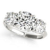 Sculpted Three-Stone Round Diamond Engagement Ring — 9K/18K Gold & Platinum