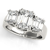 Crowned Three-Stone Emerald Diamond Engagement Ring — 9K/18K Gold & Platinum
