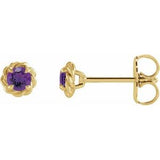 Amethyst Round Stud Earrings in Gold and Platinum