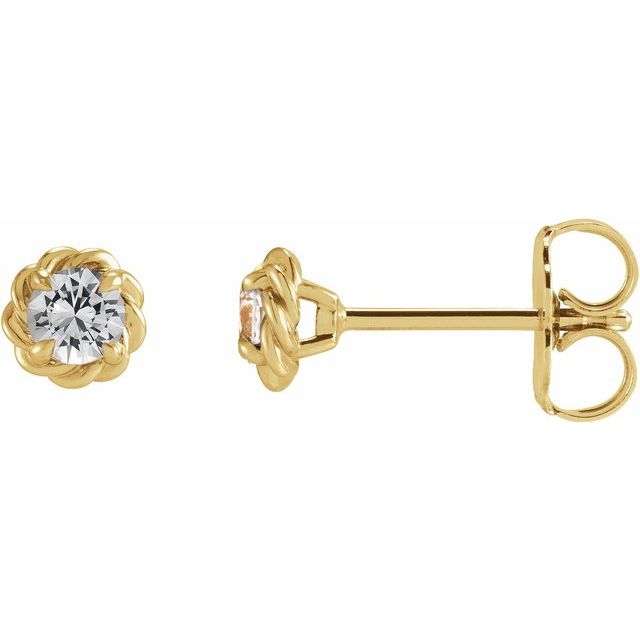 White Sapphire Round Stud Earrings in Gold and Platinum