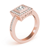 Noble Halo Princess Diamond Engagement Ring — 9K/18K Gold & Platinum