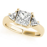 Timeless Three-Stone Princess Diamond Engagement Ring — 9K/18K Gold & Platinum