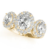 Vintage-Inspired Color Rings Oval Diamond Engagement Ring — 9K/18K Gold & Platinum