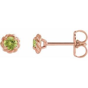 Peridot Round Stud Earrings in Gold and Platinum