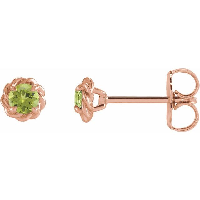 Peridot Round Stud Earrings in Gold and Platinum