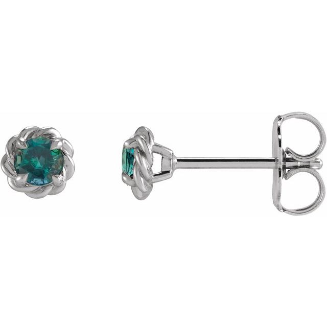 Alexandrite Round Stud Earrings in Gold and Platinum
