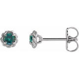 Alexandrite Round Stud Earrings in Gold and Platinum