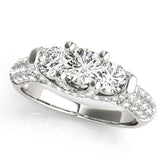 Eternal Three-Stone Round Diamond Engagement Ring — 9K/18K Gold & Platinum