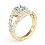 Couture Halo Princess Diamond Engagement Ring — 9K/18K Gold & Platinum