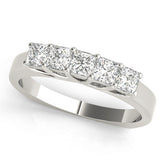 Princess Cut 5 Stone Diamond Ring in 9k White Gold