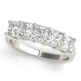 Princess Cut 5 Stone Diamond Ring Prong Set