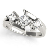 Pristine Three-Stone Princess Diamond Engagement Ring — 9K/18K Gold & Platinum