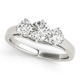 Devoted Three-Stone Round Diamond Engagement Ring — 9K/18K Gold & Platinum