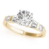 Refined Fancy Shape Baguette Remounts Round Diamond Engagement Ring — 9K/18K Gold & Platinum