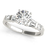 Refined Fancy Shape Baguette Remounts Round Diamond Engagement Ring — 9K/18K Gold & Platinum