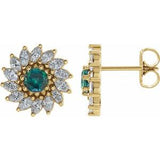 Alexandrite & Diamond Round Halo Stud Earrings in Gold and Platinum