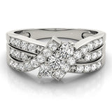 Lustrous Three-Stone Round Diamond Engagement Ring — 9K/18K Gold & Platinum