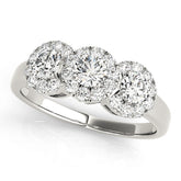 Celestial Three-Stone Round Diamond Engagement Ring — 9K/18K Gold & Platinum