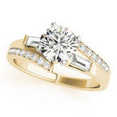 Elegant Fancy Shape Baguette Remounts Round Diamond Engagement Ring — 9K/18K Gold & Platinum