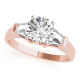 Luxe Three-Stone Traps & Halfmoons Round Diamond Engagement Ring — 9K/18K Gold & Platinum