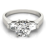 Luxe Three-Stone Traps & Halfmoons Round Diamond Engagement Ring — 9K/18K Gold & Platinum