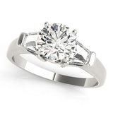 Luxe Three-Stone Traps & Halfmoons Round Diamond Engagement Ring — 9K/18K Gold & Platinum