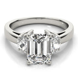 Iconic Three-Stone Traps & Halfmoons Round Diamond Engagement Ring — 9K/18K Gold & Platinum