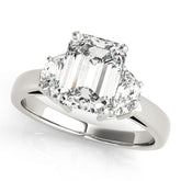 Iconic Three-Stone Traps & Halfmoons Round Diamond Engagement Ring — 9K/18K Gold & Platinum