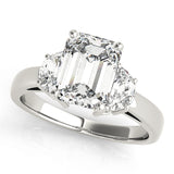 Iconic Three-Stone Traps & Halfmoons Round Diamond Engagement Ring — 9K/18K Gold & Platinum