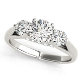 Sophisticated Three-Stone Round Diamond Engagement Ring — 9K/18K Gold & Platinum