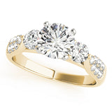Opulent Three-Stone Round Diamond Engagement Ring — 9K/18K Gold & Platinum