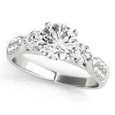 Opulent Three-Stone Round Diamond Engagement Ring — 9K/18K Gold & Platinum