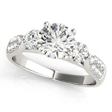 Opulent Three-Stone Round Diamond Engagement Ring — 9K/18K Gold & Platinum