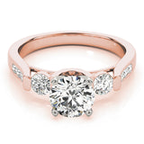 Adored Three-Stone Round Diamond Engagement Ring — 9K/18K Gold & Platinum