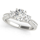 Majestic Three-Stone Round Diamond Engagement Ring — 9K/18K Gold & Platinum