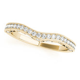 Antique Style Filigree Milgrain Curved Half Eternity Ring in Gold & Platinum