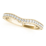 Antique Style Filigree Milgrain Curved Half Eternity Ring in Gold & Platinum